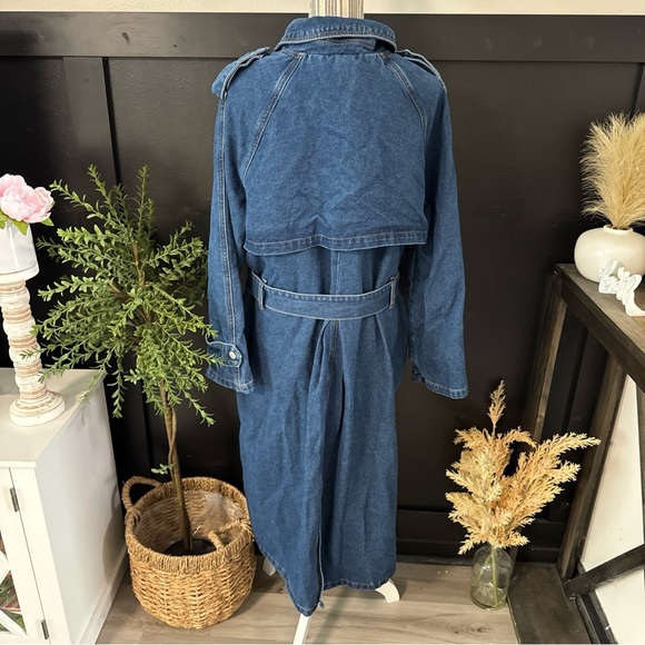 Idyll Vie Denim Trench Coat Double Breasted Women’s XL $150 MSRP High Fashion - Picture 10 of 13